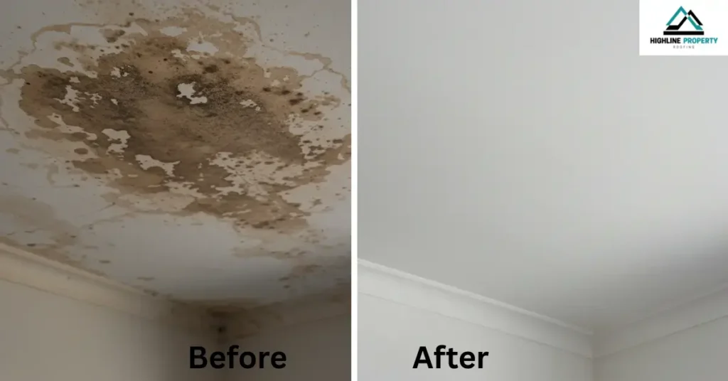 Before and After Water Stains on Cieling